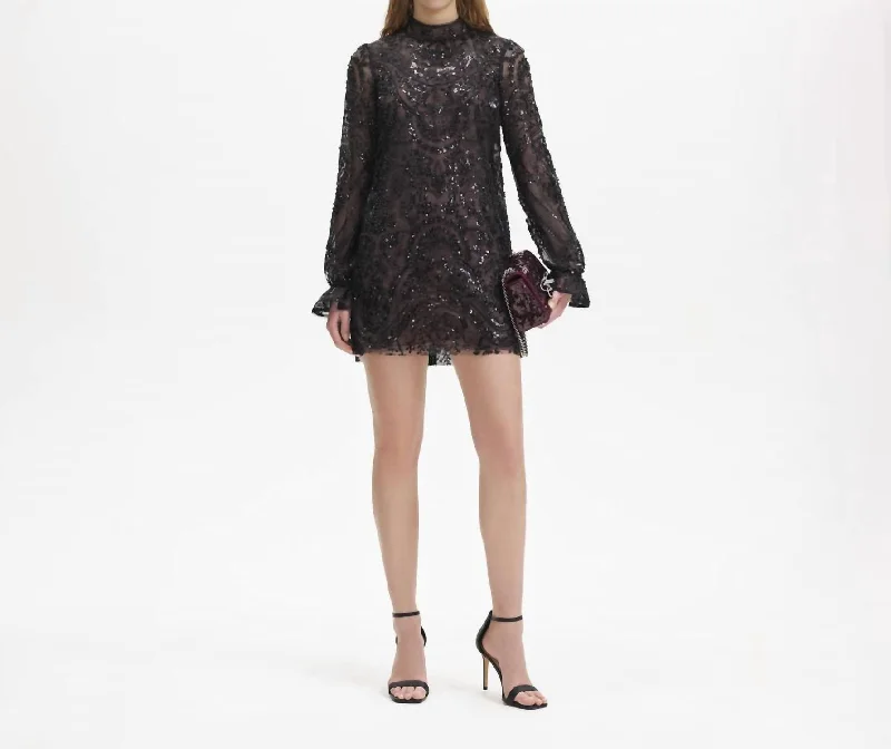 Limited Deals, Unlimited Savings!Paisley Sequin Mini Dress In Black