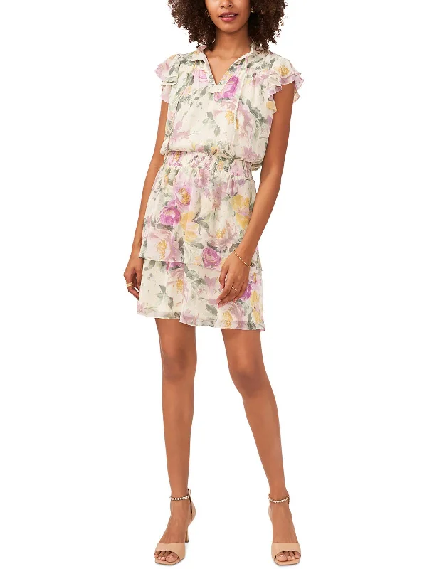 Must-Have Deals Inside!Petites Womens Smocked Short Mini Dress