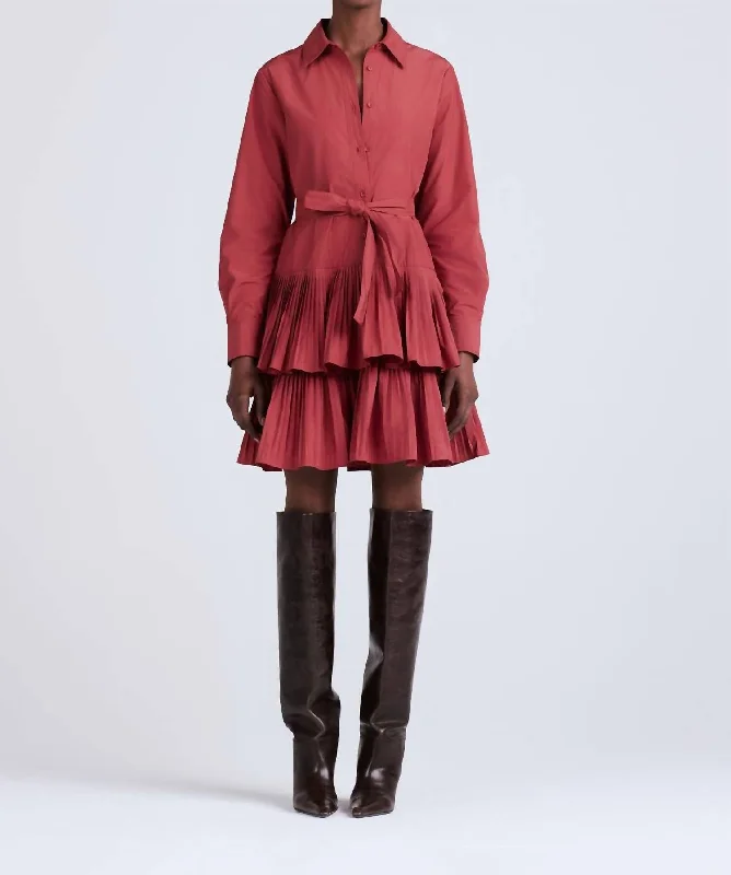 Limited-Time Price Drop!Pleated Mini Dress In Rhubarb