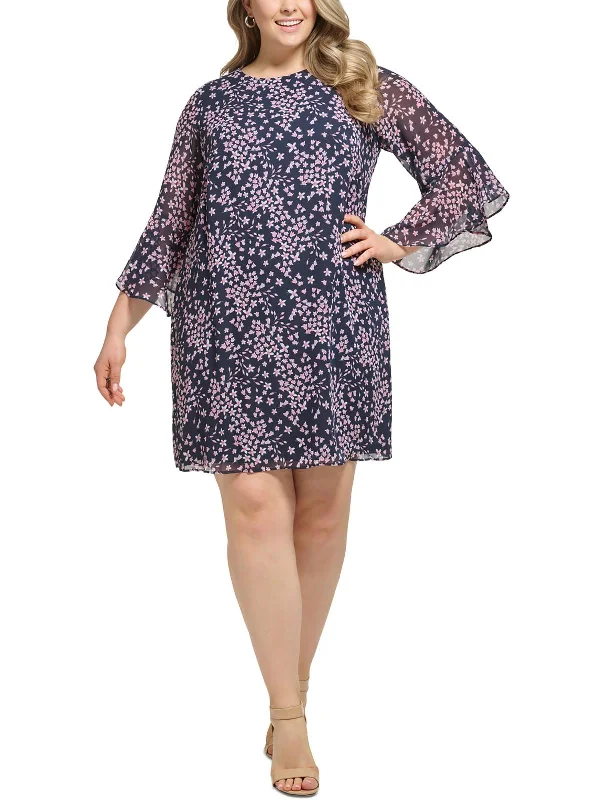 Your Exclusive Offer Awaits!Plus Womens Floral Knee Length Midi Dress