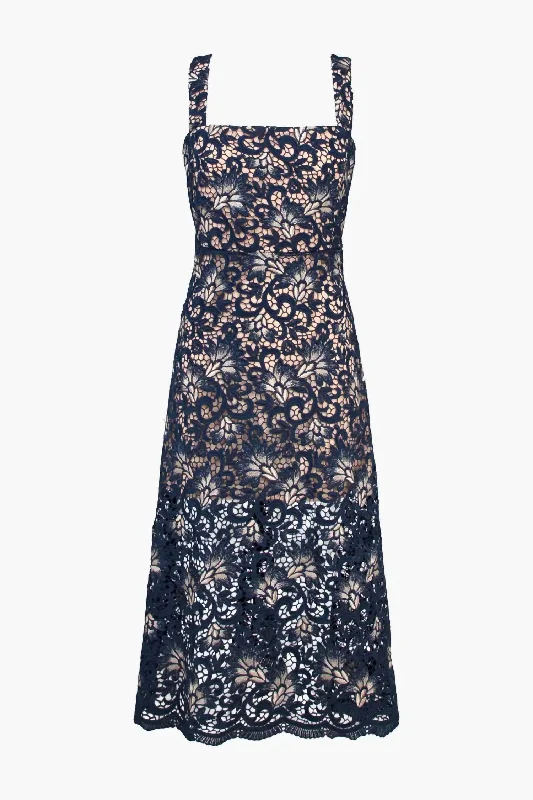 Amazing Prices You Can’t Resist!Raina Two Tone Midi Dress in Navy