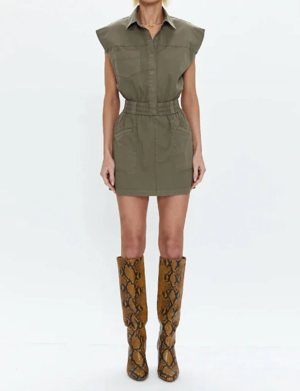 Flash Sale – Act Fast!Rosie Cinched Waist Mini Dress In Dark Olive