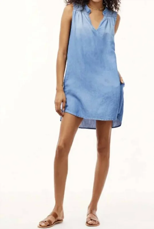 Act Fast – Limited Time Savings!Smocked Yoke Mini Dress In Bermuda Wash