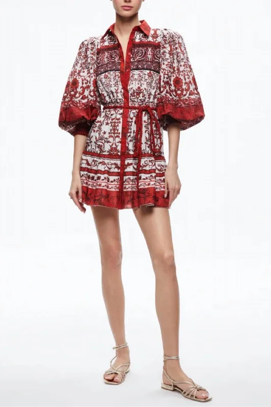 Save More When You Shop More!Tiffie Sleeve Mini Dress In Fatal Attraction Off White