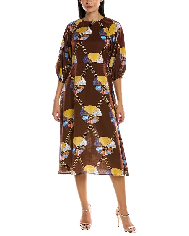 Special Offer – Act Fast!Traffic People Drape Linen-Blend Midi Dress