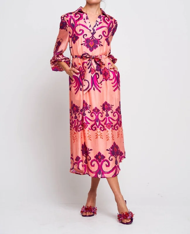 Save More with Every Purchase!Ulla Border Mini Dress In Pink Multi