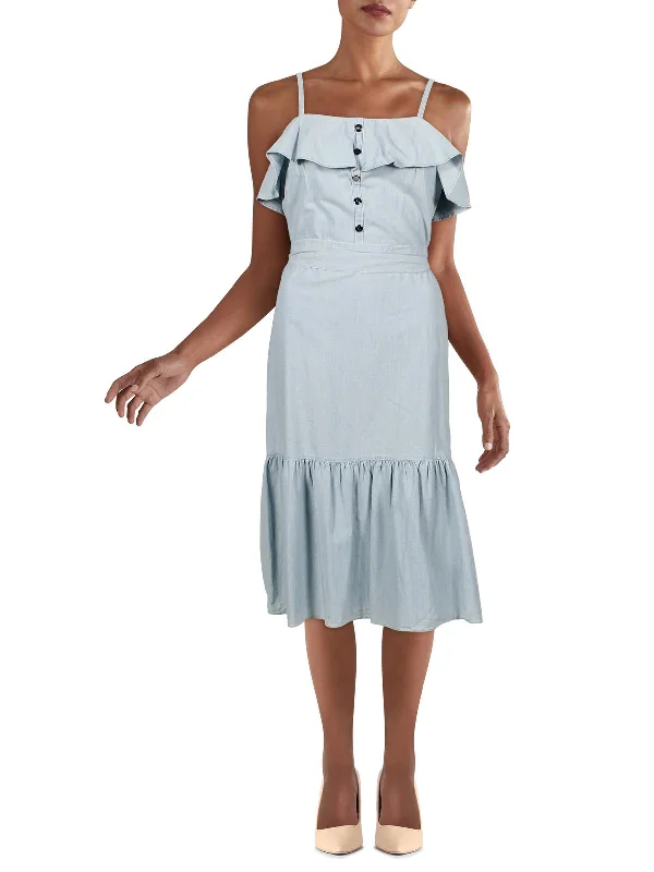 Special Discounts Inside!Womens Chambray Calf Midi Dress