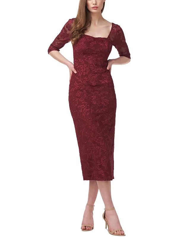 Shop More, Spend Less!Womens Lace Embroidered Midi Dress