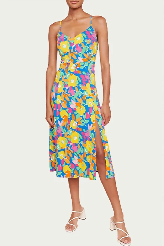 Get More, Spend Less – Shop Now!Yara Floral-Print Stretch-Rayon Midi Dress In Blue Multi