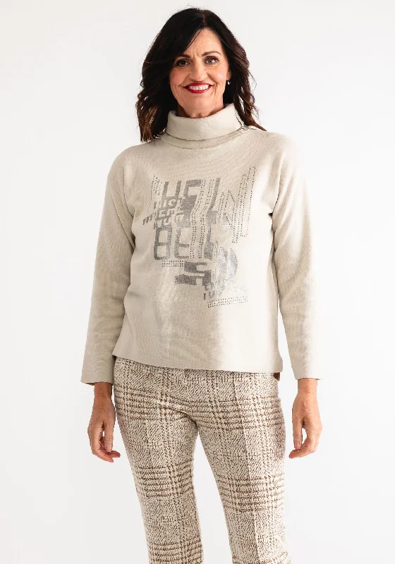 Incredible Savings Inside!Barbara Lebek Embellished Zip Neck Jumper, Beige