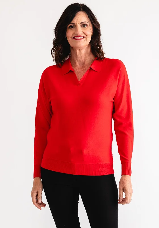 New Discounts Just Dropped!Barbara Lebek V Neck Knit Sweater, Red