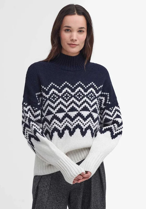 Don’t Wait – Shop Today!Barbour Gwyn Knitted Fairisle Jumper, Navy and White