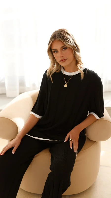 Limited Time Offer!Bayu Knit Top - Black/White
