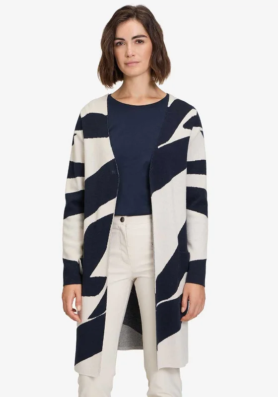 Your Shopping Wish, Our Discount Command!Betty Barclay Abstract Stripe Open Knit Cardigan, Navy