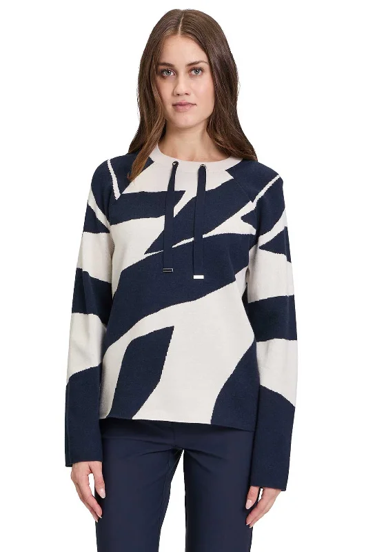 Snag the Best Prices Now!Betty Barclay Geometric Print Jumper, Navy and Cream
