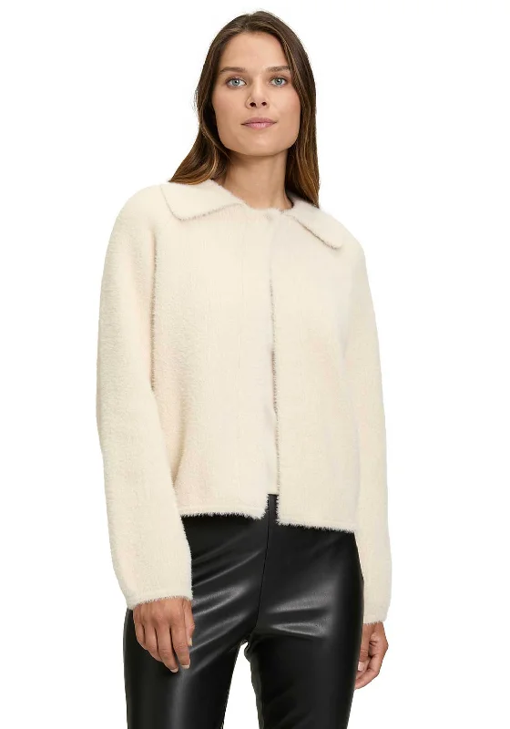 Crazy Discounts Inside!Betty Barclay Fluffy Collar Cardigan, Cream