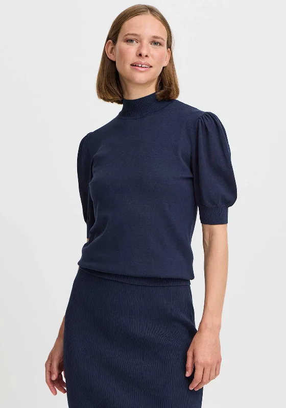 Hurry! While Supplies Last!b.young Morla Puff Sleeve Polo Neck Sweater, Navy