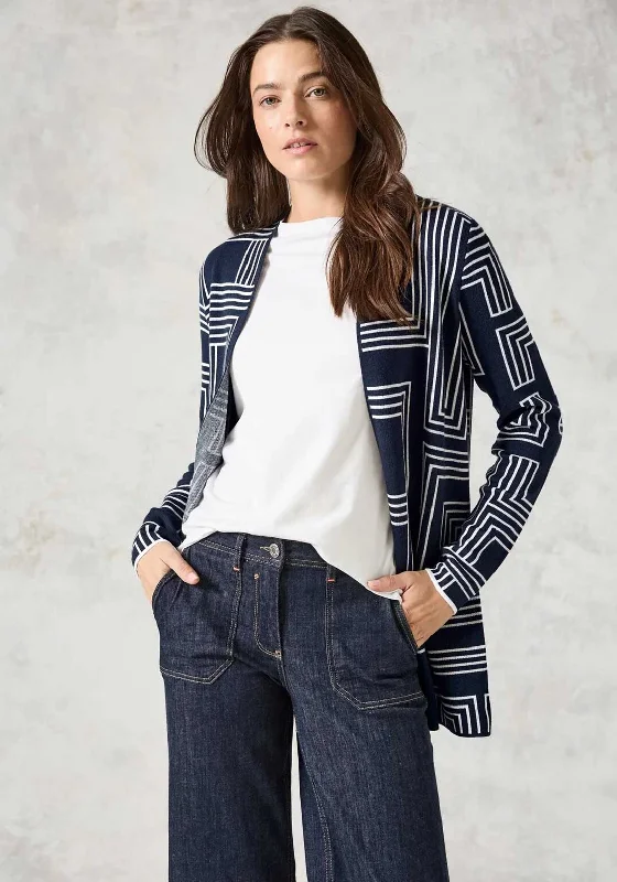Flash Sale – Act Fast!Cecil Geometric Print Open Front Cardigan, Navy