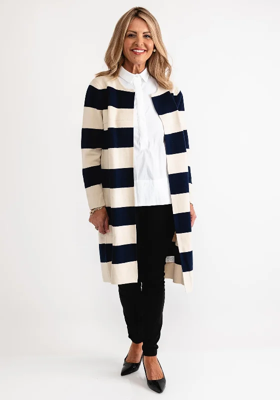 Today Only – Don’t Miss It!D.e.c.k by Decollage Striped Knit One Size Cardigan, Navy