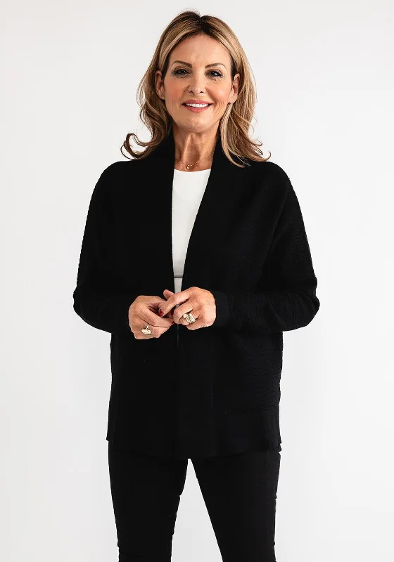 More Discounts, More Joy!d.e.c.k by Decollage Open Front Cardigan, Black