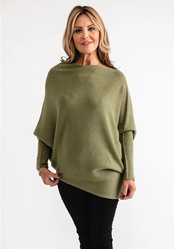 Your Best Deals Are Here!d.e.c.k by Decollage Draped Oversized Jumper, Green
