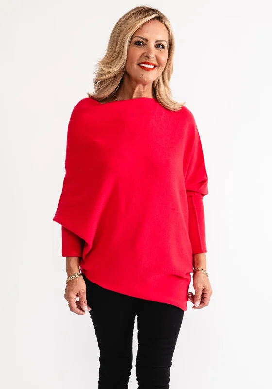 Unmissable Offers Await!D.E.C.K By Decollage One Size Batwing Asymmetric Jumper, Red