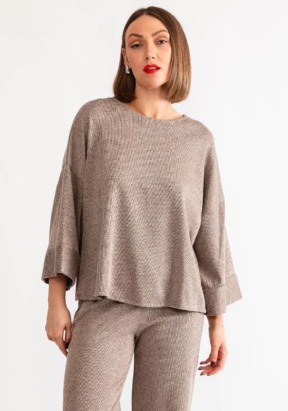 Hurry! While Supplies Last!d.e.c.k by Decollage Round Neck Boxy Sweater, Taupe