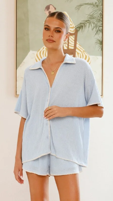 Your Favorite Items on Sale Now!Eden Knit Top and Shorts Set - Blue