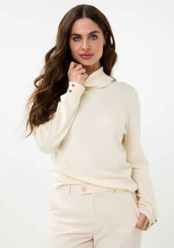 Hurry! While Supplies Last!EsQualo Embellished Polo Neck Jumper, Beige