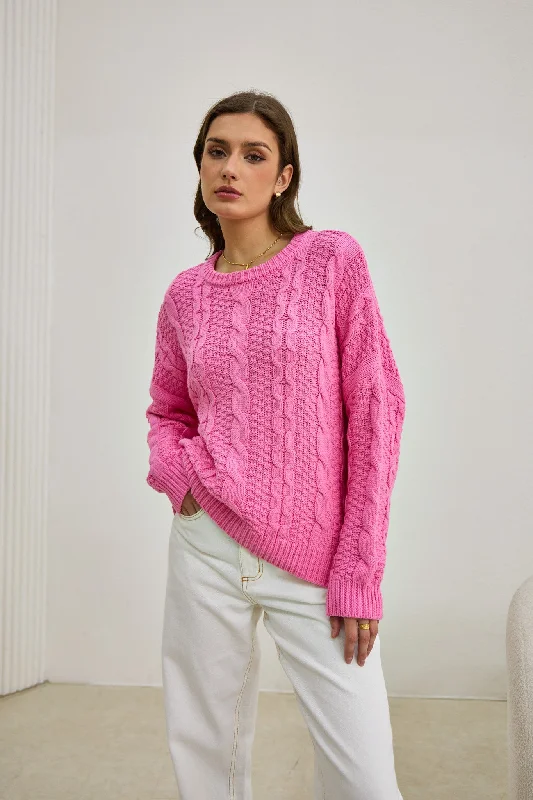 Shop the Hottest Deals!Faith Pink Cable Knit Sweater