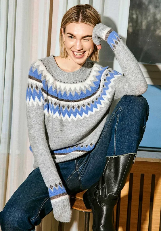 Instant Savings Await!Freequent Mayfair Fairisle Jumper, Grey