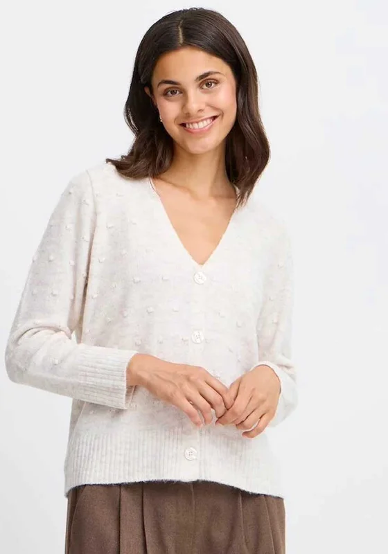 Save More When You Shop More!Fransa Elise Bobble Knit V Neck Cardigan, Cream