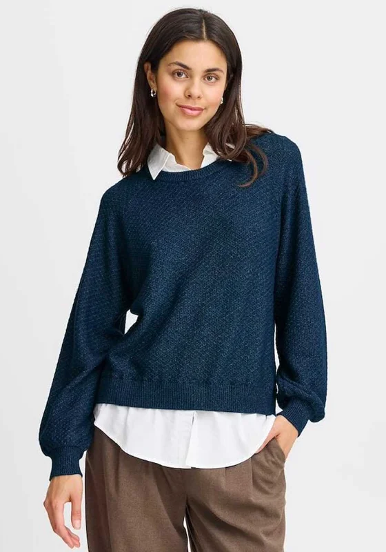 Only a Few Left – Order Now!Fransa Hannah Shirt Trim Jumper, Navy Blazer