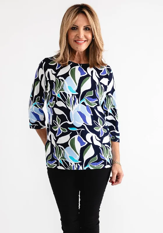 Score Big Savings Today!Anonymous Floral Printed Sweater, Navy