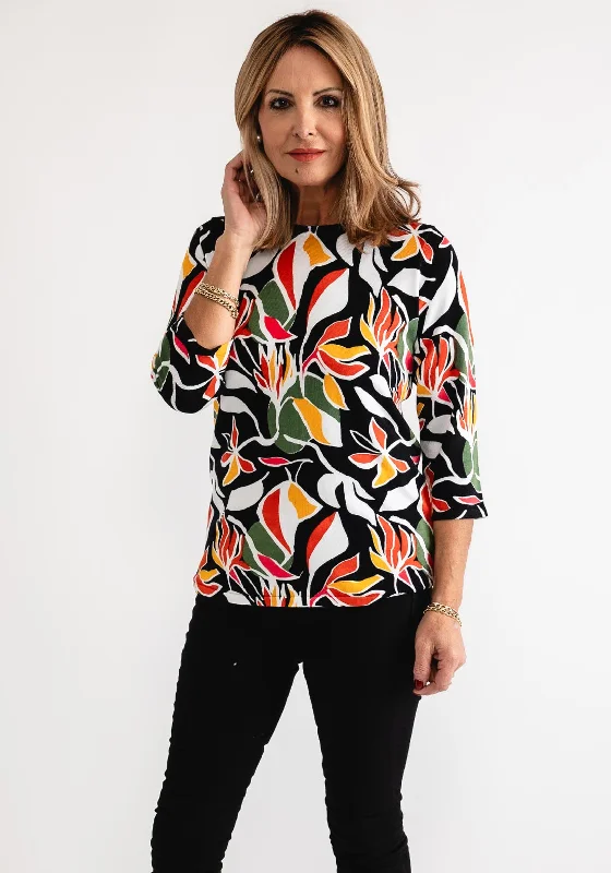 Steals and Deals Await!Anonymous Floral Printed Sweater, Black