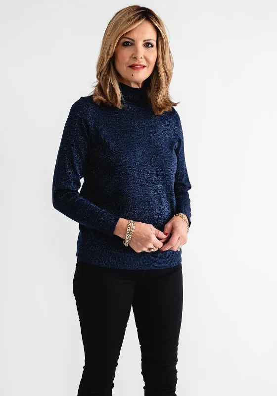 Seasonal Sale – Shop Now!Anonymous Lurex High Neck Sweater, Navy