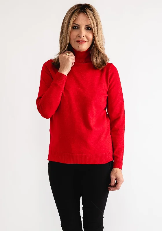 Best Deals Just for You!Anonymous Lurex Roll Neck Sweater, Red