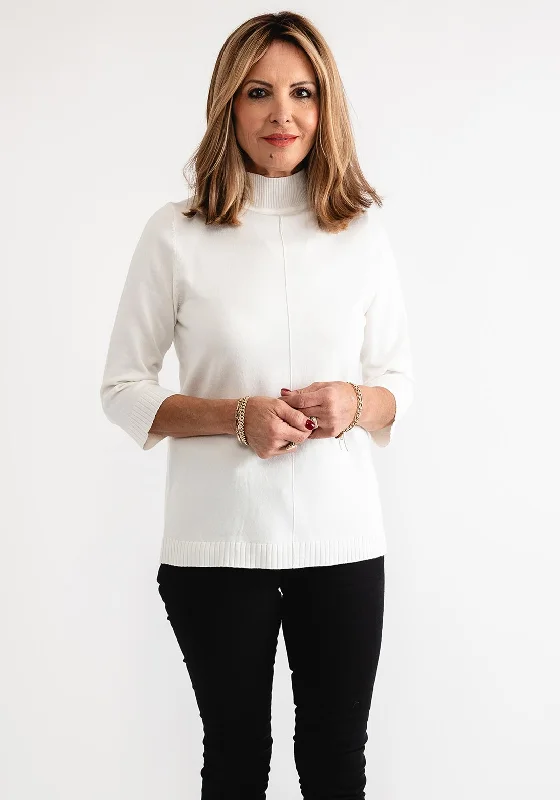 Buy More, Pay Less!Anonymous High Neck Cropped Sleeve Jumper, Ivory