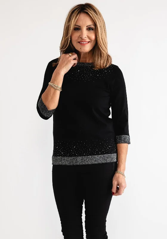 Everything Must Go!Anonymous Rhinestone Cropped Sleeve Sweater, Black