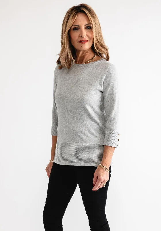 Your Shopping Spree Starts Here!Anonymous Fine Knit Bow Trim Sweater, Silver