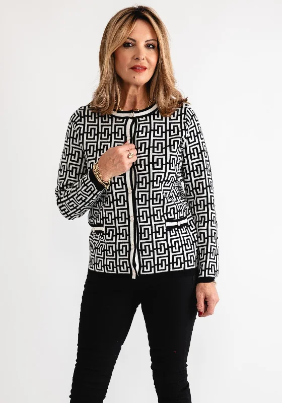 Massive Price Cuts!Anonymous Geometric Button Cardigan, Black