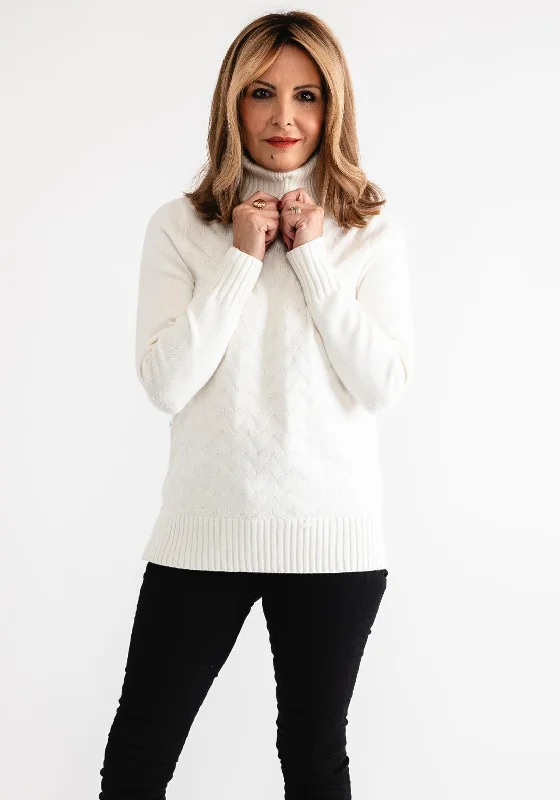 Must-Have Deals Inside!Anonymous Textured Knit Roll Neck Jumper, Ivory