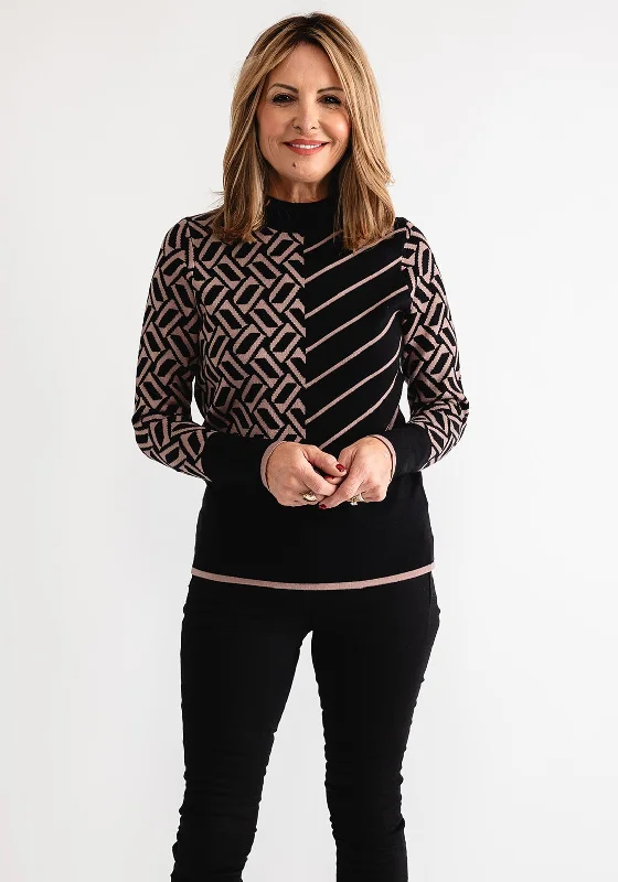 Limited Edition, Limited Price!Anonymous Geometric Print Jumper, Black and Brown