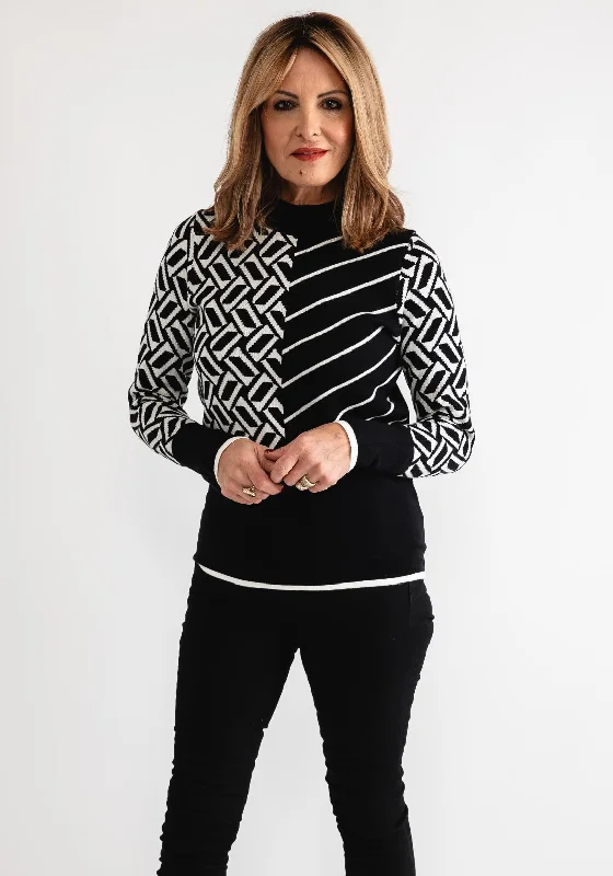Grab Yours Before It’s Too Late!Anonymous Geometric Print Jumper, Black and White