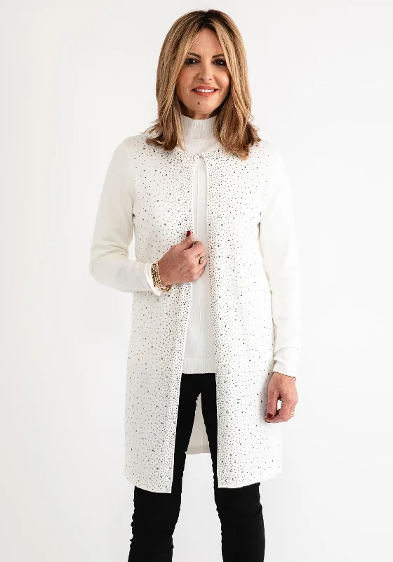 Your Discount is Waiting!Anonymous Open Front Embellished Cardigan, Ivory