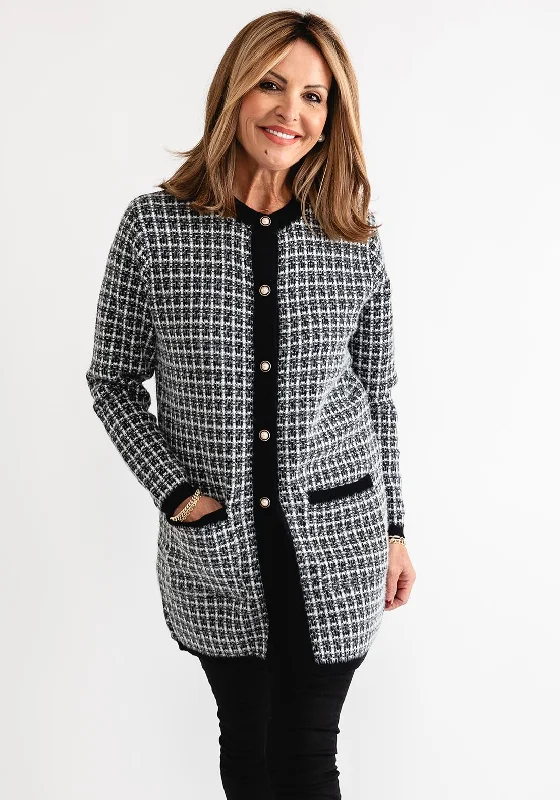 Flash Deals – Act Quickly!Anonymous Fluffy Knit Check Button Cardigan, Black