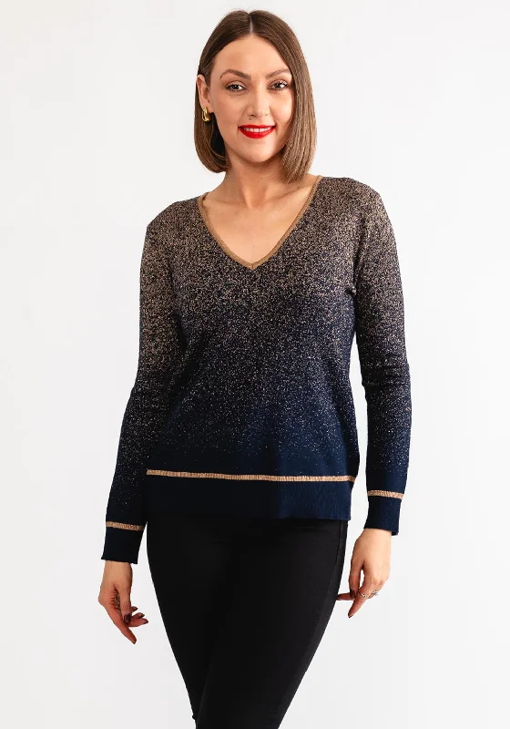 The Best Sale of the Year!Leo and Ugo Gold Ombre Effect Jumper, Navy