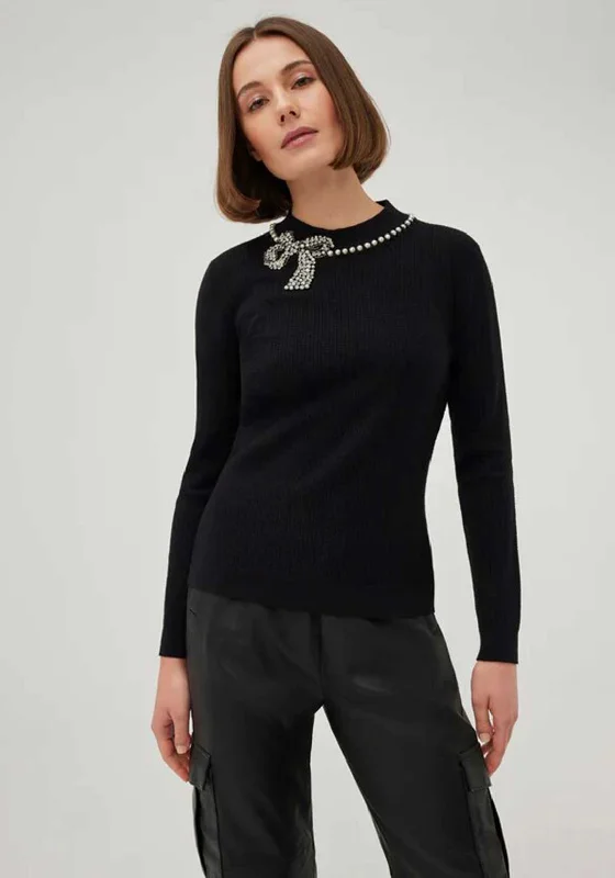 Amazing Prices You Can’t Resist!Leo & Ugo Embellished Bow Jumper, Black