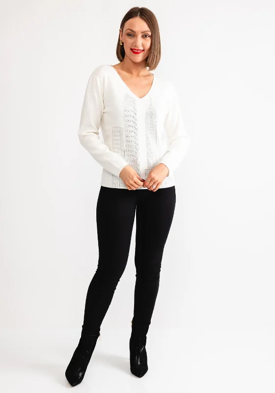 Limited Stock Available!Leo and Ugo Embellished Skyscraper Jumper, Off White