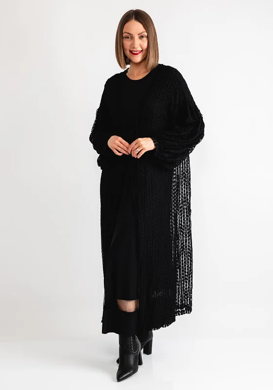 Savings You Can’t Ignore!Malissa J Lace Tie Front Long Cardigan, Black